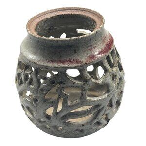 Lorelei Lake Tahoe ceramic candle holder studio art open design 5.5X3.5" READ